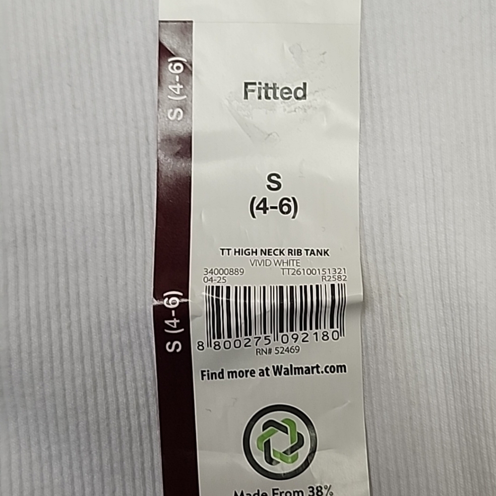 Time And Tru Women's Sleeveless High Neck Ribbed Tank Top Size Small White - Picture 7 of 13